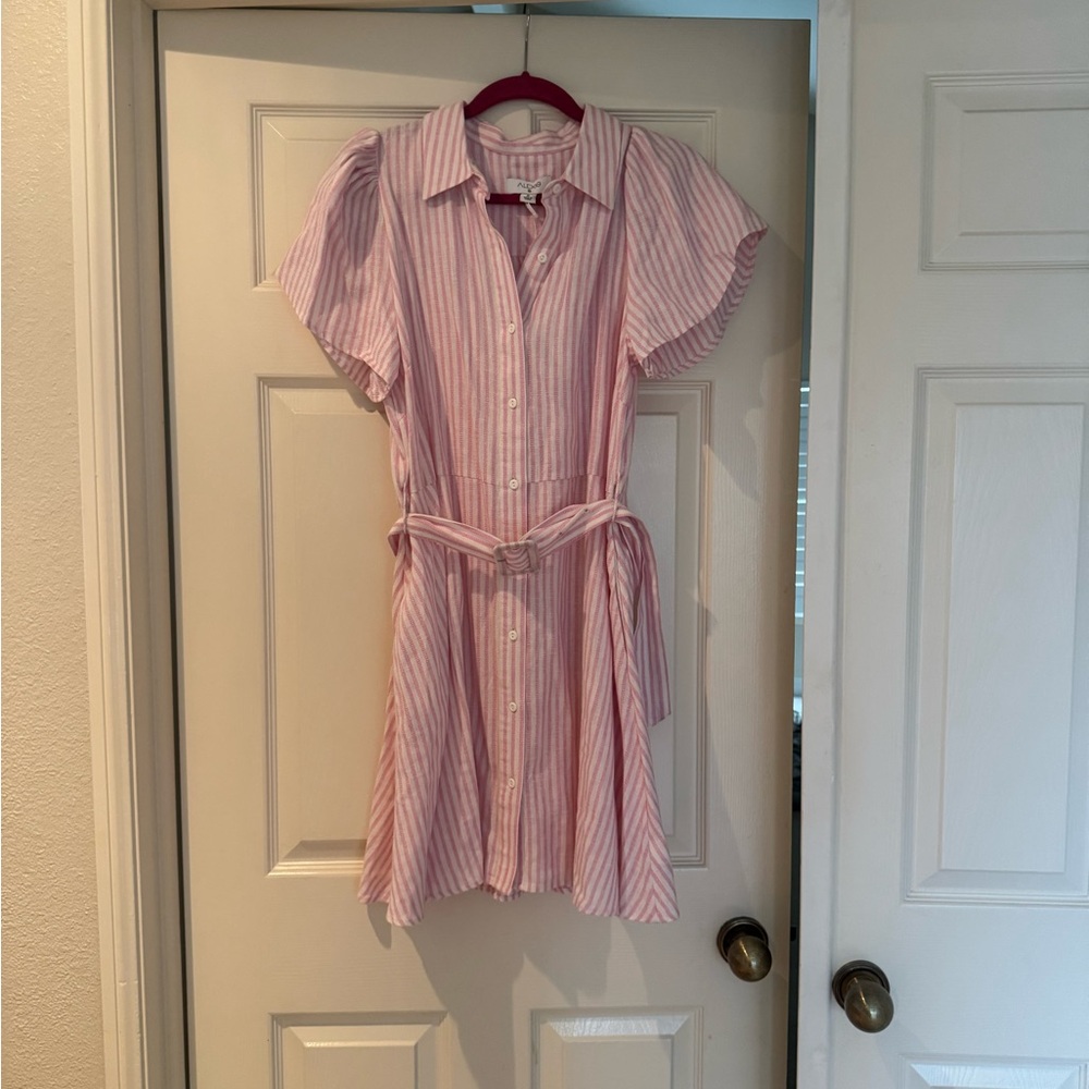 Pink Striped Button-Up Dress